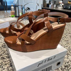 G.I.L.I. Got It Love It - British Tan Strappy Wedge Sandal Size 11